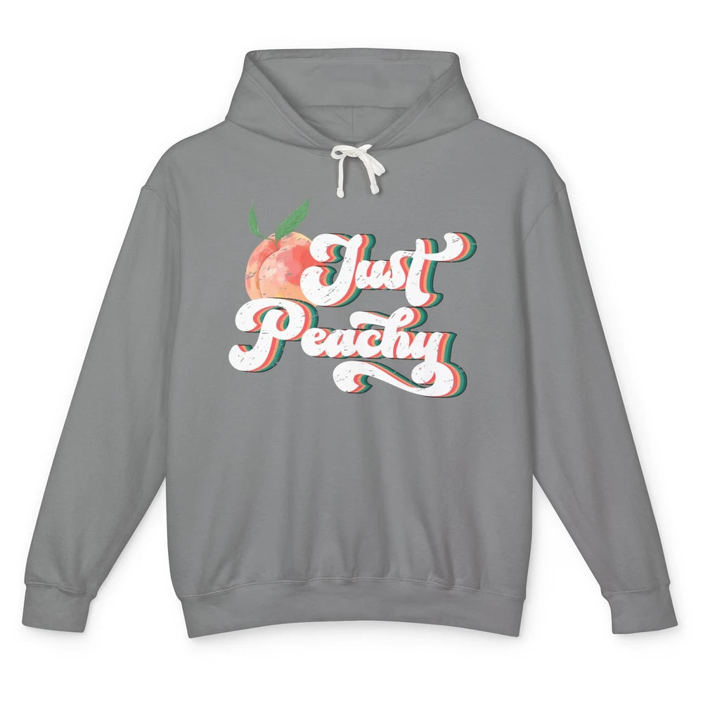 Just Peachy Retro 70s Georgia Peaches Summer Fruit Sarcastic Unisex Lightweight Hoodie