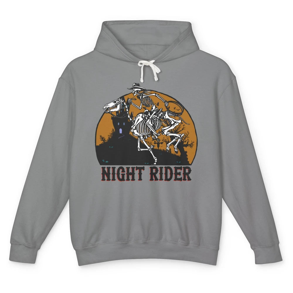 Cowboy Skeleton Bucking Horse Night Rider Western Halloween Unisex Lightweight Hoodie