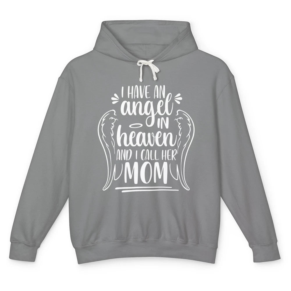 Cute My Mom In Heaven Angel Wings Mother Memories Minimalist Unisex Lightweight Hoodie