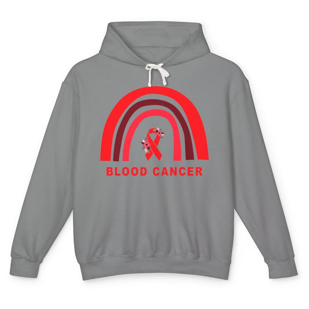 Blood Cancer Awareness Floral Red Ribbon Cute Rainbow Unisex Lightweight Hoodie