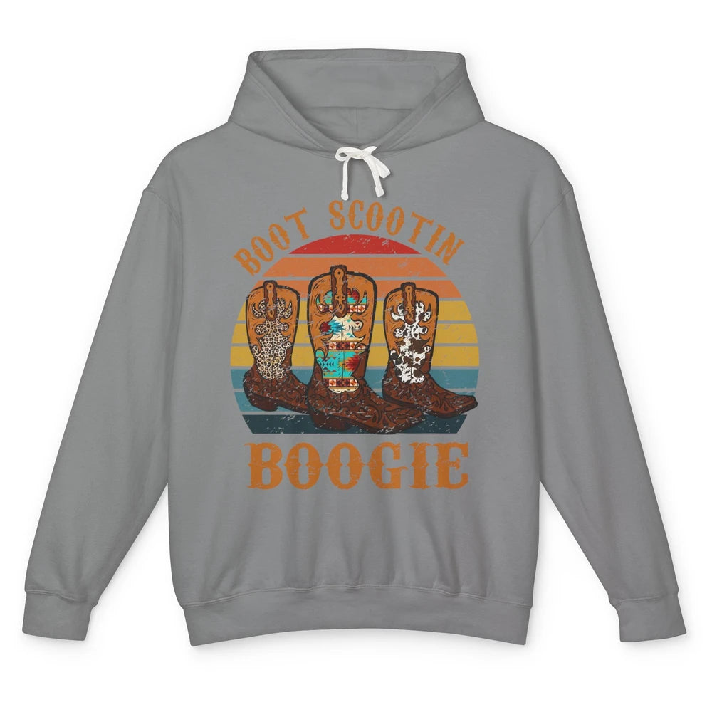 Vintage Cowboy Boots Scooting Boogie Western Country Cowgirl Unisex Lightweight Hoodie