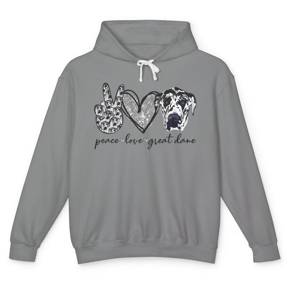 Peace Love Great Dane Dog Lovers Great Dane Mothers Fathers Unisex Lightweight Hoodie