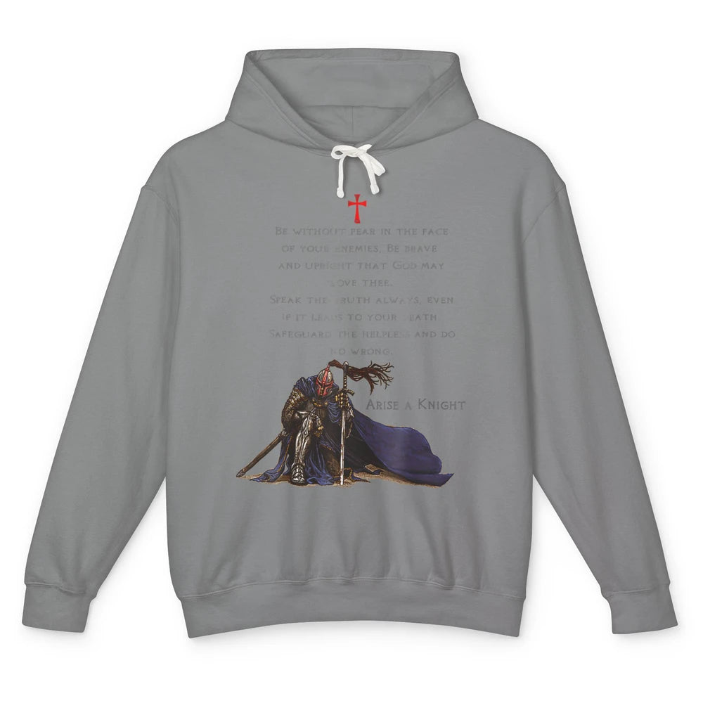 Knight Templar Without Fear In Face Kneel Before God Christ Unisex Lightweight Hoodie