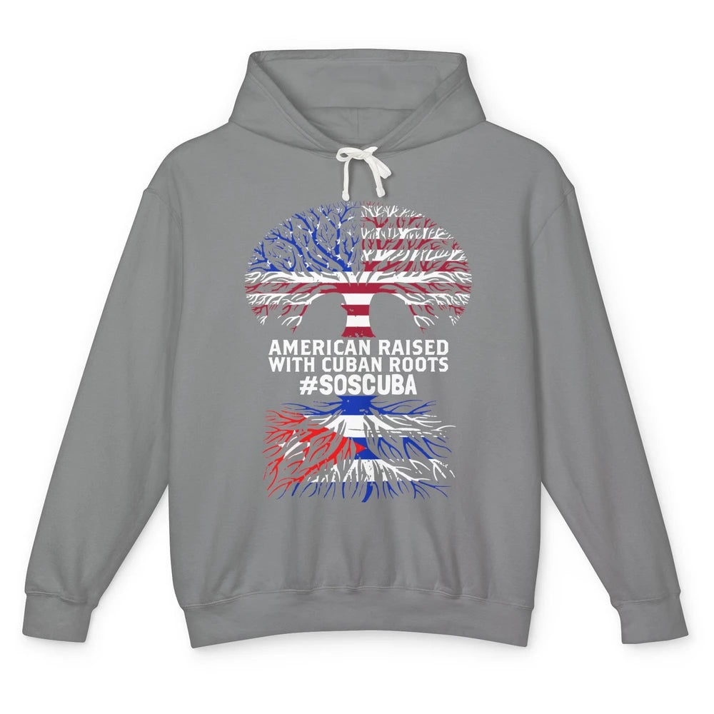 American Raised With Cuban Roots Cuban Flag Cuban Tree Unisex Lightweight Hoodie