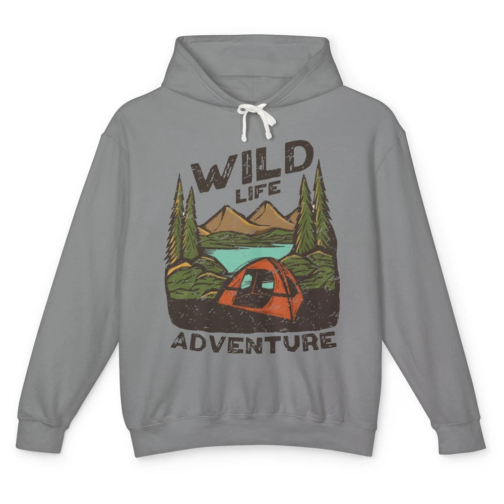 Wild Life Adventure Camping Mountain Wilderness Campfire Unisex Lightweight Hoodie