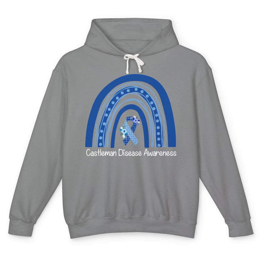 Castleman Disease Awareness Floral Blue Ribbon Rare Disease Unisex Lightweight Hoodie