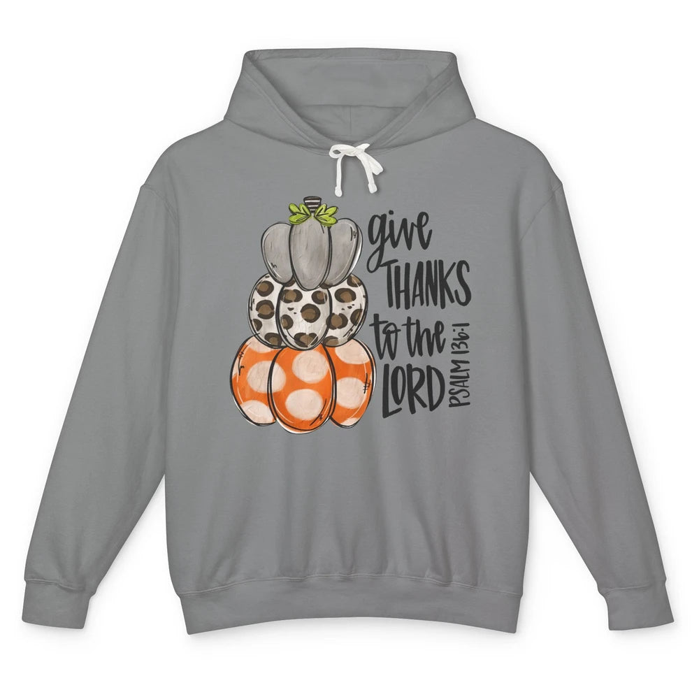 Retro Pumpkin Give Thanks To The Lord Christian Thanksgiving Unisex Lightweight Hoodie