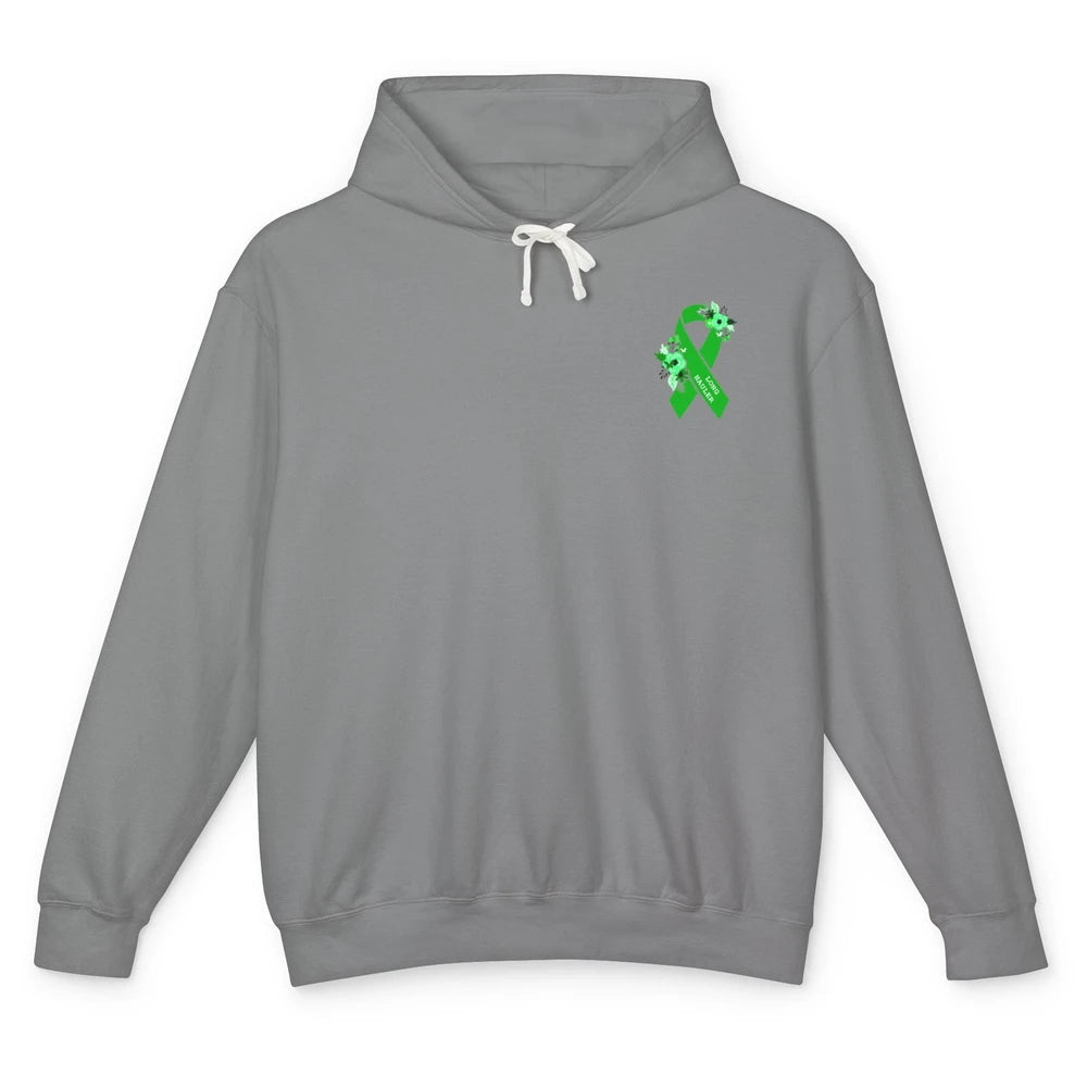 Long Hauler Awareness Support Floral Green Ribbon Pocket Unisex Lightweight Hoodie