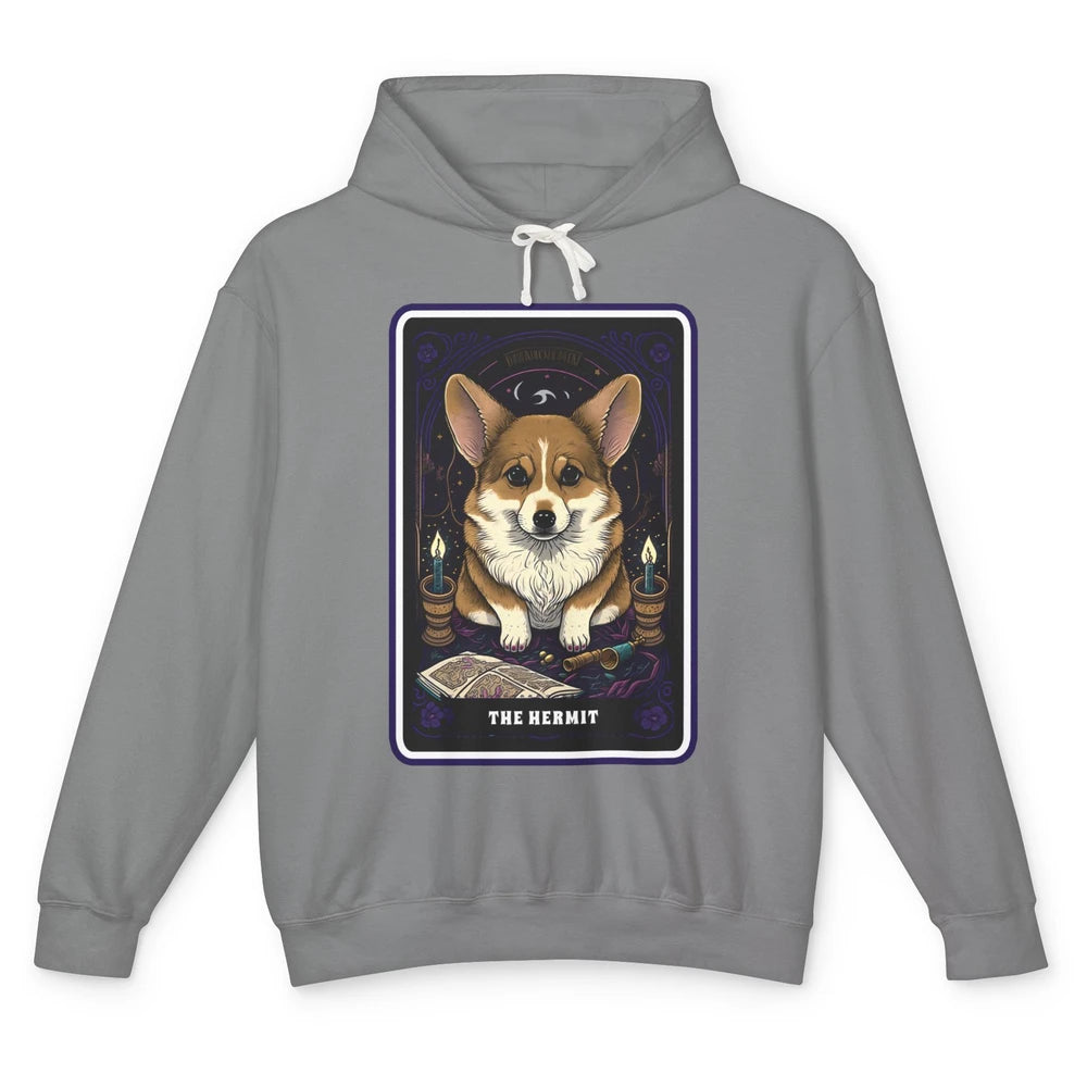 Corgi Witch The Hermit Tarot Card Halloween Corgi Dog Mom Unisex Lightweight Hoodie