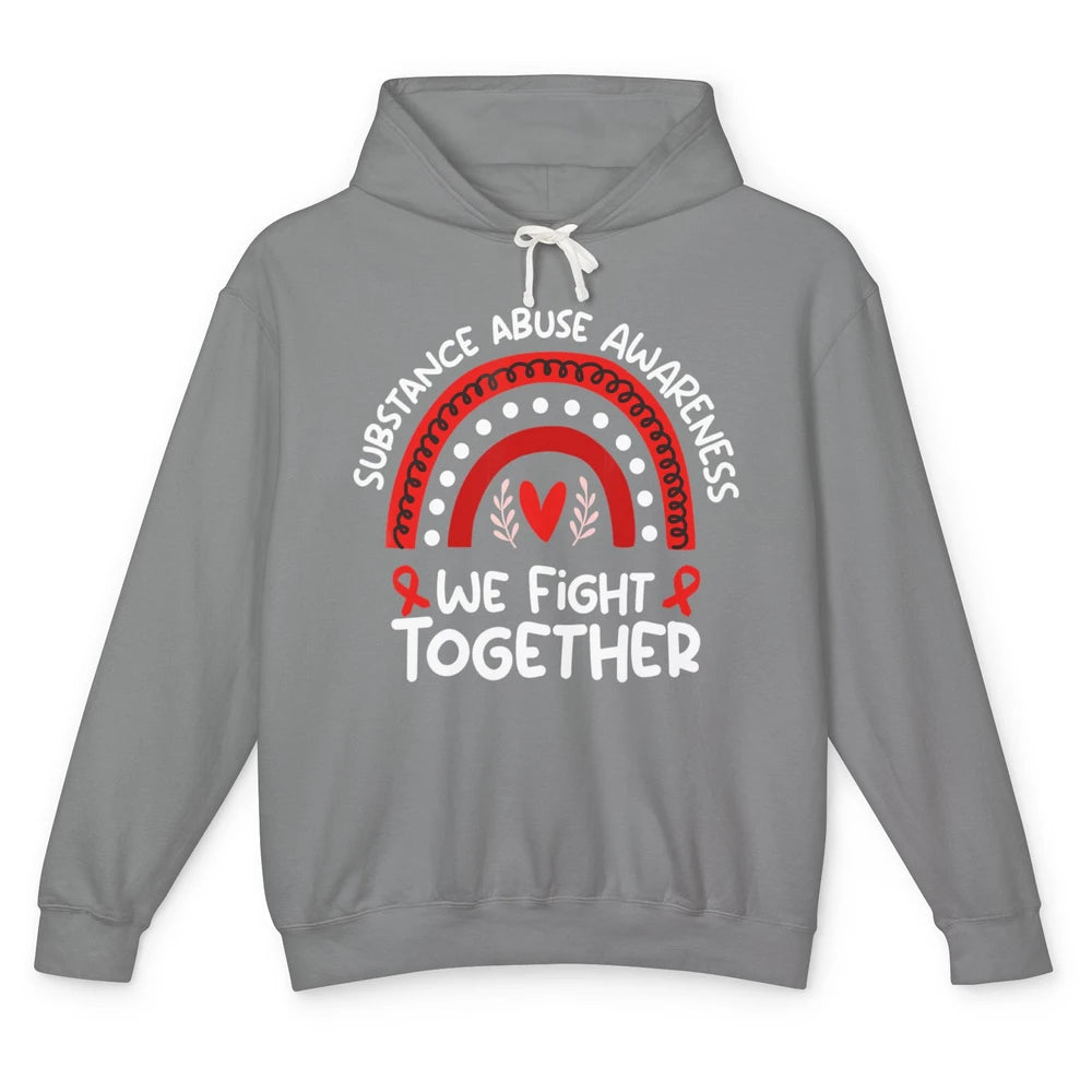 Fight Together Red Rainbow Leopard Substance Abuse Awareness Unisex Lightweight Hoodie