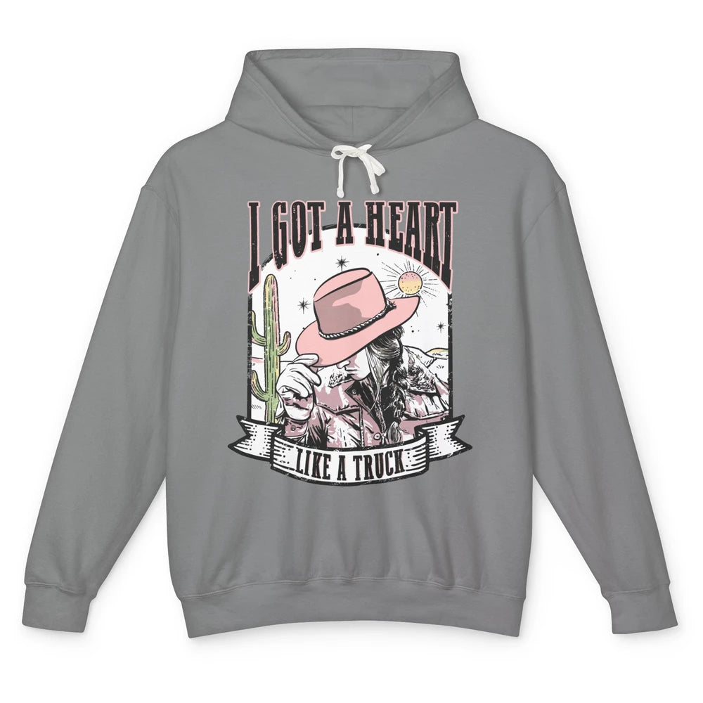 Retro Desert Cowgirl I Got A Heart Like A Truck Western Unisex Lightweight Hoodie