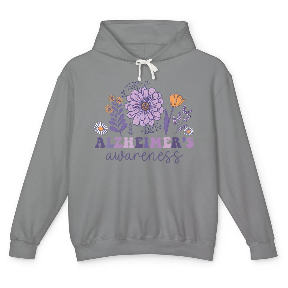 Alzheimer's Awareness Wildflower Dementia Inspirational Gift Unisex Lightweight Hoodie