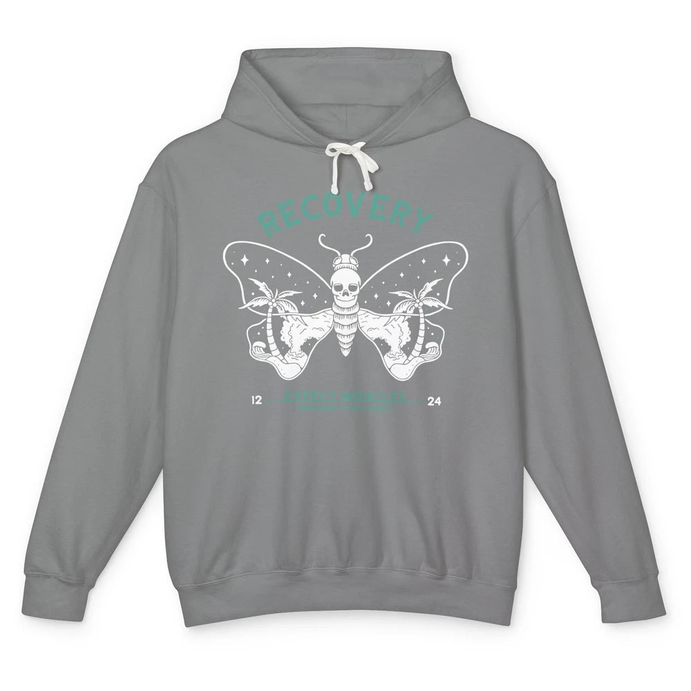 Butterfly Skull Skeleton Addiction Recovery Awareness Gothic Unisex Lightweight Hoodie