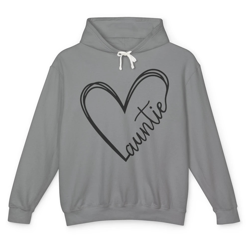 Cute Love Auntie Heart Typography Aunt Life Minimal Half Mom Unisex Lightweight Hoodie