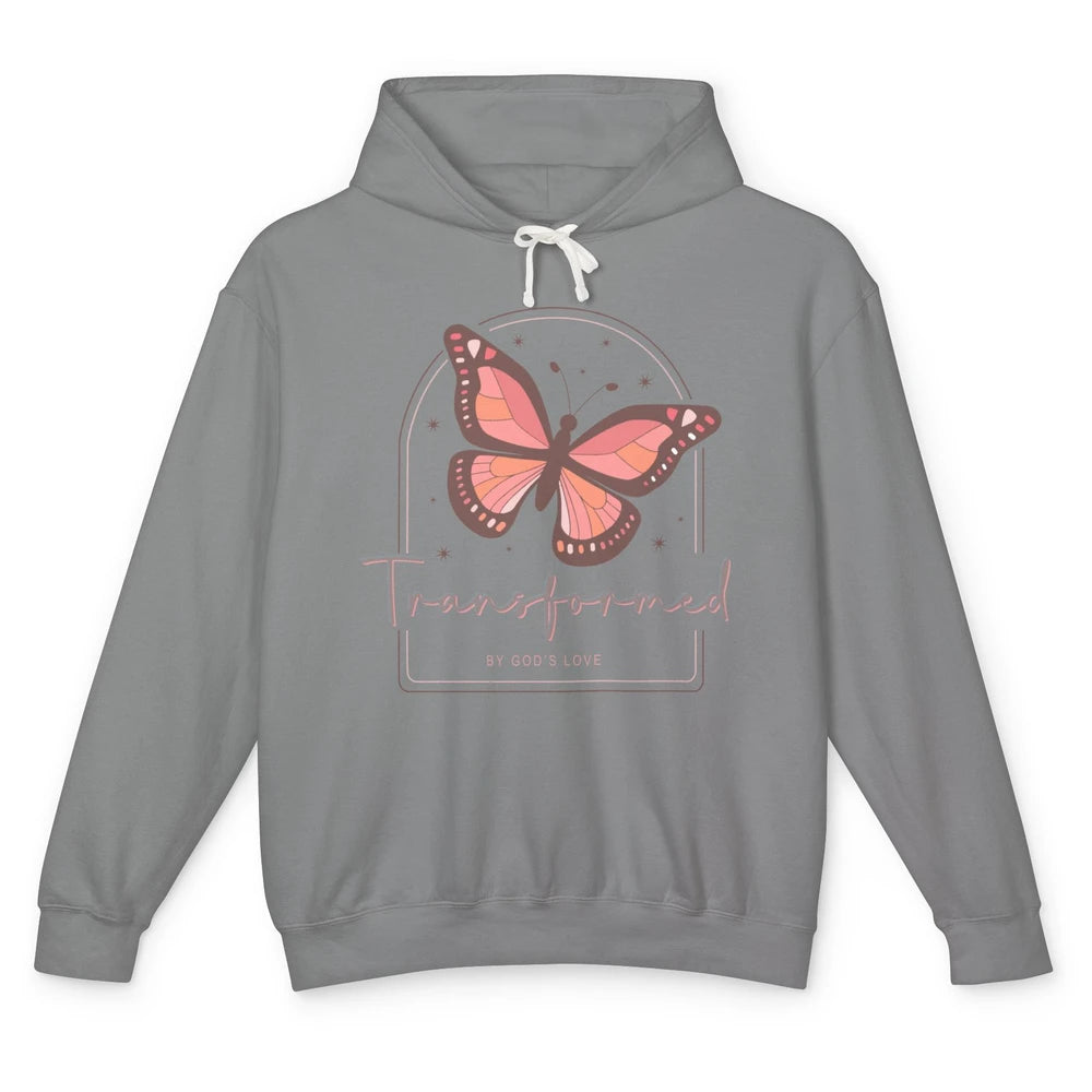 Transformed By God's Love Butterfly Faith Christian Jesus Unisex Lightweight Hoodie