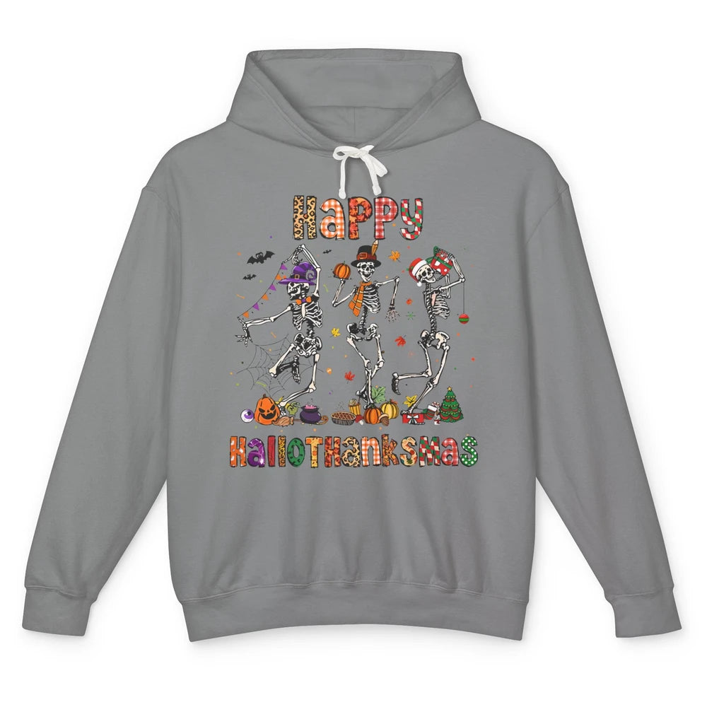 Funny Dancing Skeleton Happy Hallo-thank-mas Fall Pumpkin Unisex Lightweight Hoodie