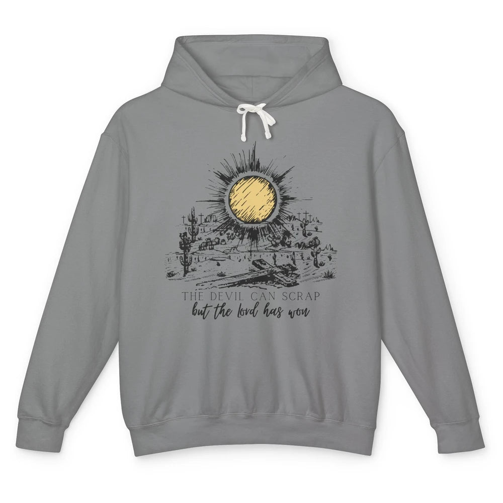 The Devil Can Scrap But The Lord Has Won Western Christian Unisex Lightweight Hoodie