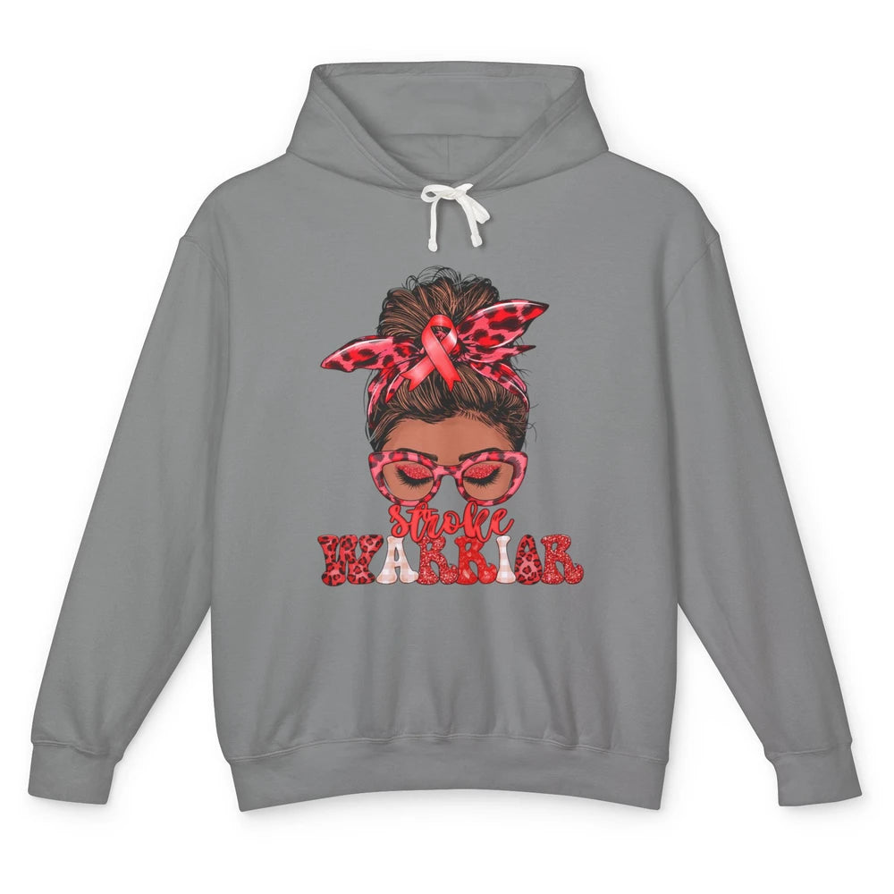 Afro Messy Hair Bun Black Women Warrior Red Stroke Awareness Unisex Lightweight Hoodie