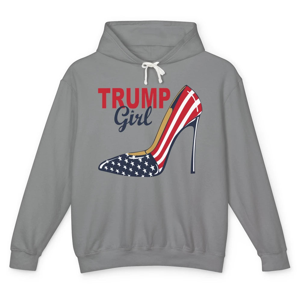 Trump Girl American Flag High Heels Republican Trump Support Unisex Lightweight Hoodie