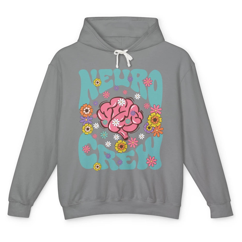 Retro Floral Neuro Crew Nurse Life Neurologist Neuroscience Unisex Lightweight Hoodie