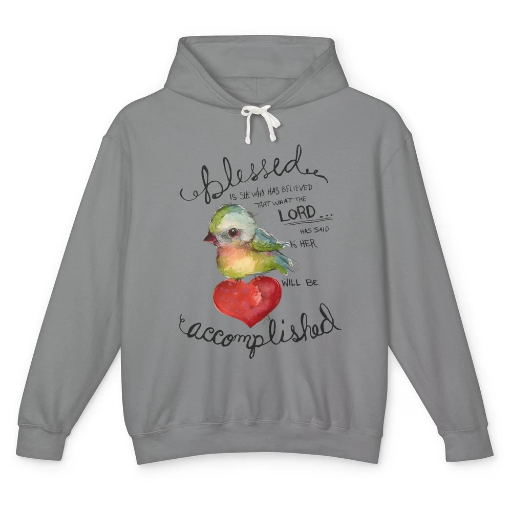 Christian Blessed Is She Who Believed Bible Verse Religious Unisex Lightweight Hoodie