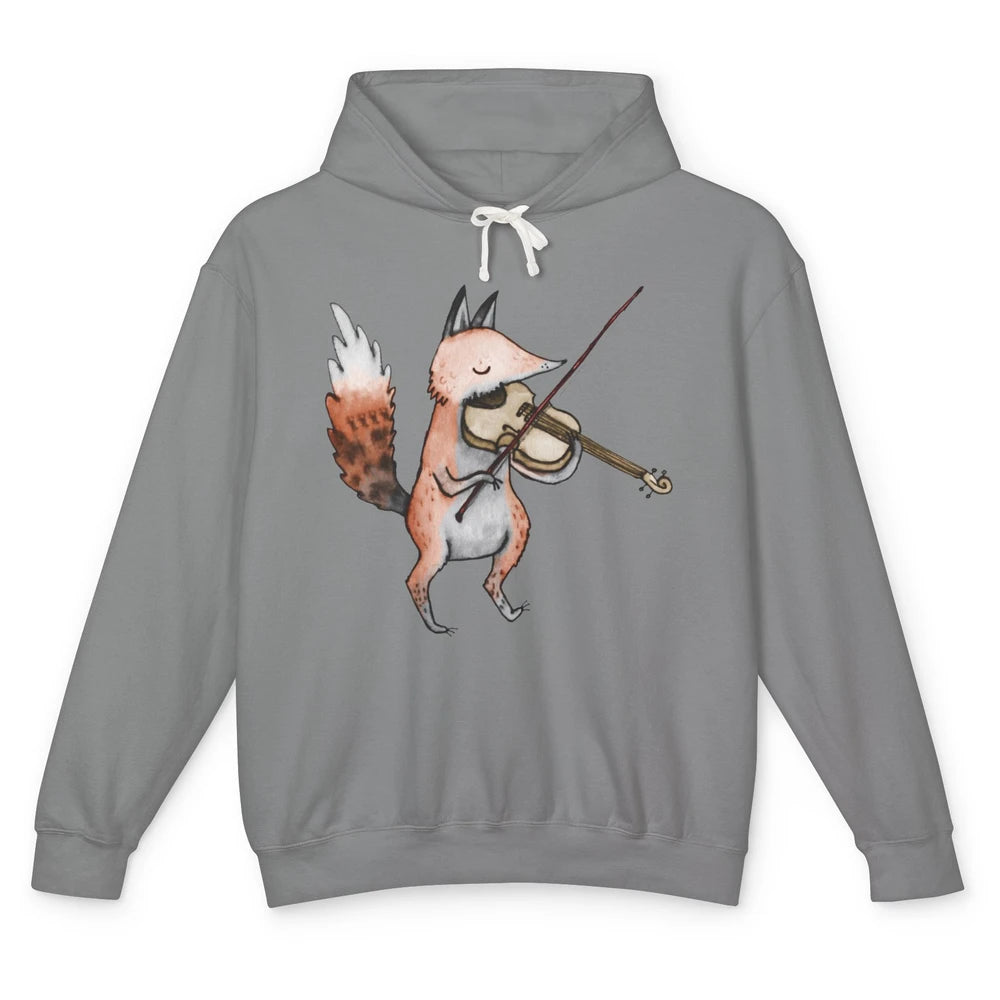 Vintage Fox Playing Violin Funny Violinist Musician Gift Unisex Lightweight Hoodie