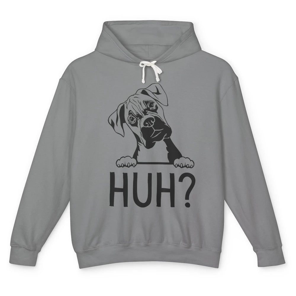 Funny Boxer Dog Black White Huh? Dog Boxer Lovers Gift Unisex Lightweight Hoodie