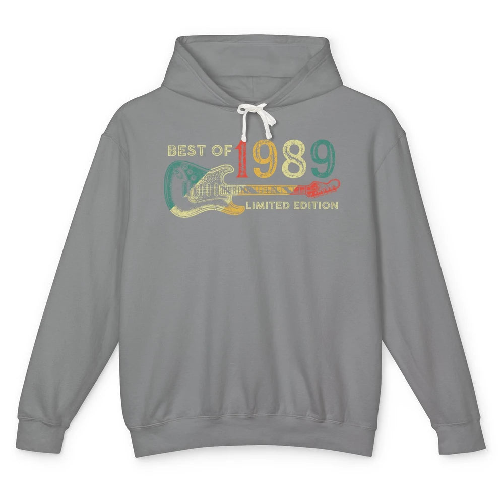 Retro 1989 Electric Guitar Birthday Guitarist Vintage 80s Unisex Lightweight Hoodie