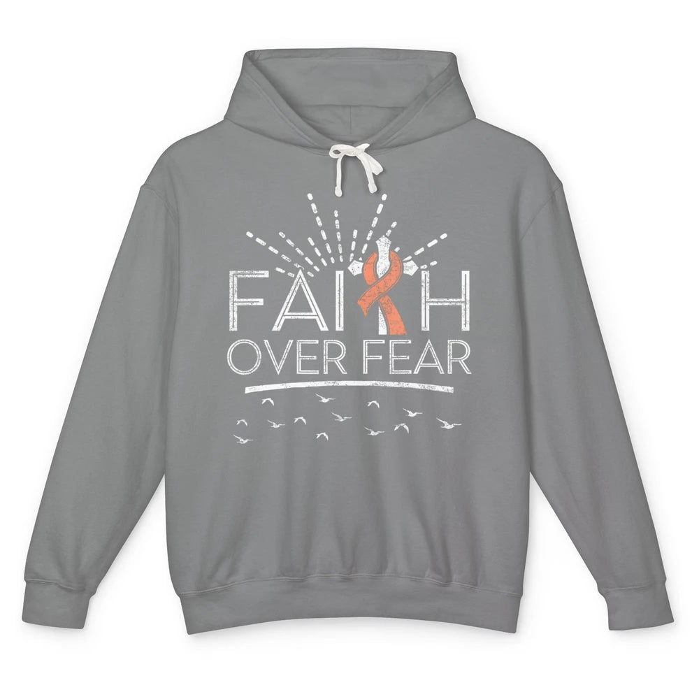 Faith Over Fear Peach Ribbon Uterine Cancer Awareness Month Unisex Lightweight Hoodie