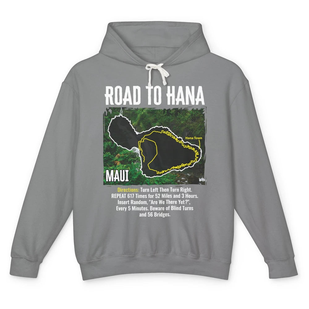 Road To Hana Map Maui Island Surfing Hawaiian Beach Summer Unisex Lightweight Hoodie