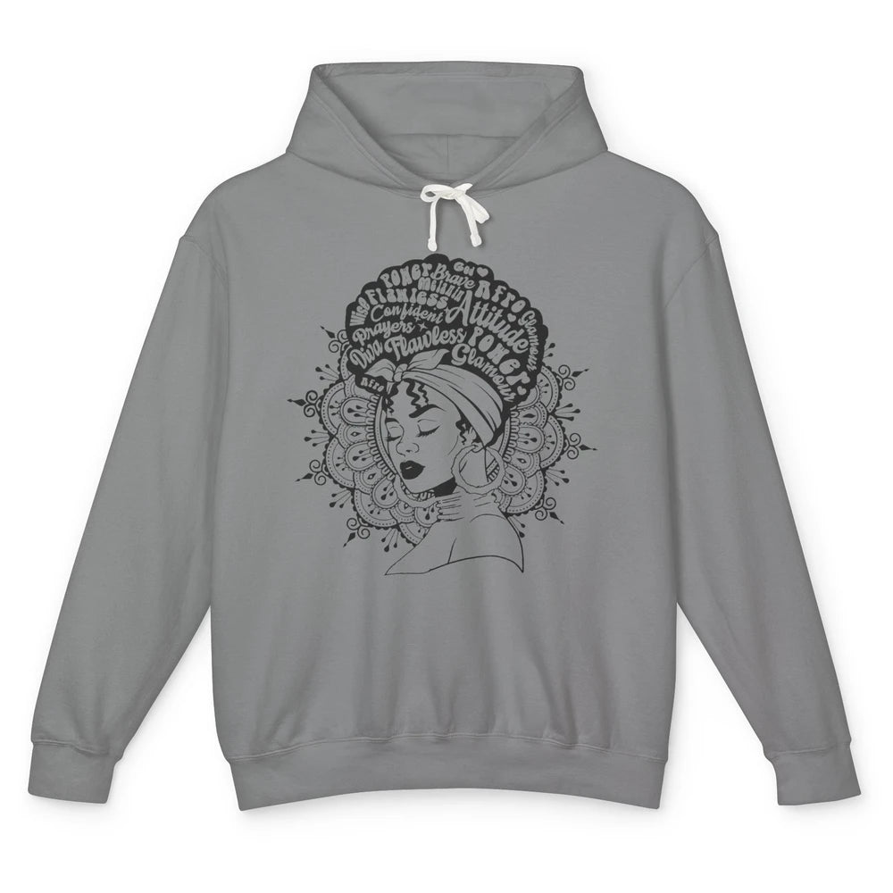 Afro Melanin Woman Turban Hair Quotes African American Woman Unisex Lightweight Hoodie