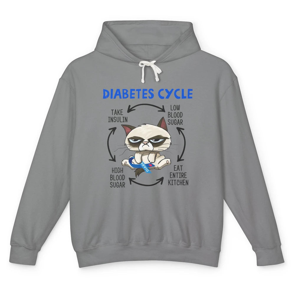 Diabetes Cycle Funny Cat Awareness Insulin Grumpy Warrior Unisex Lightweight Hoodie