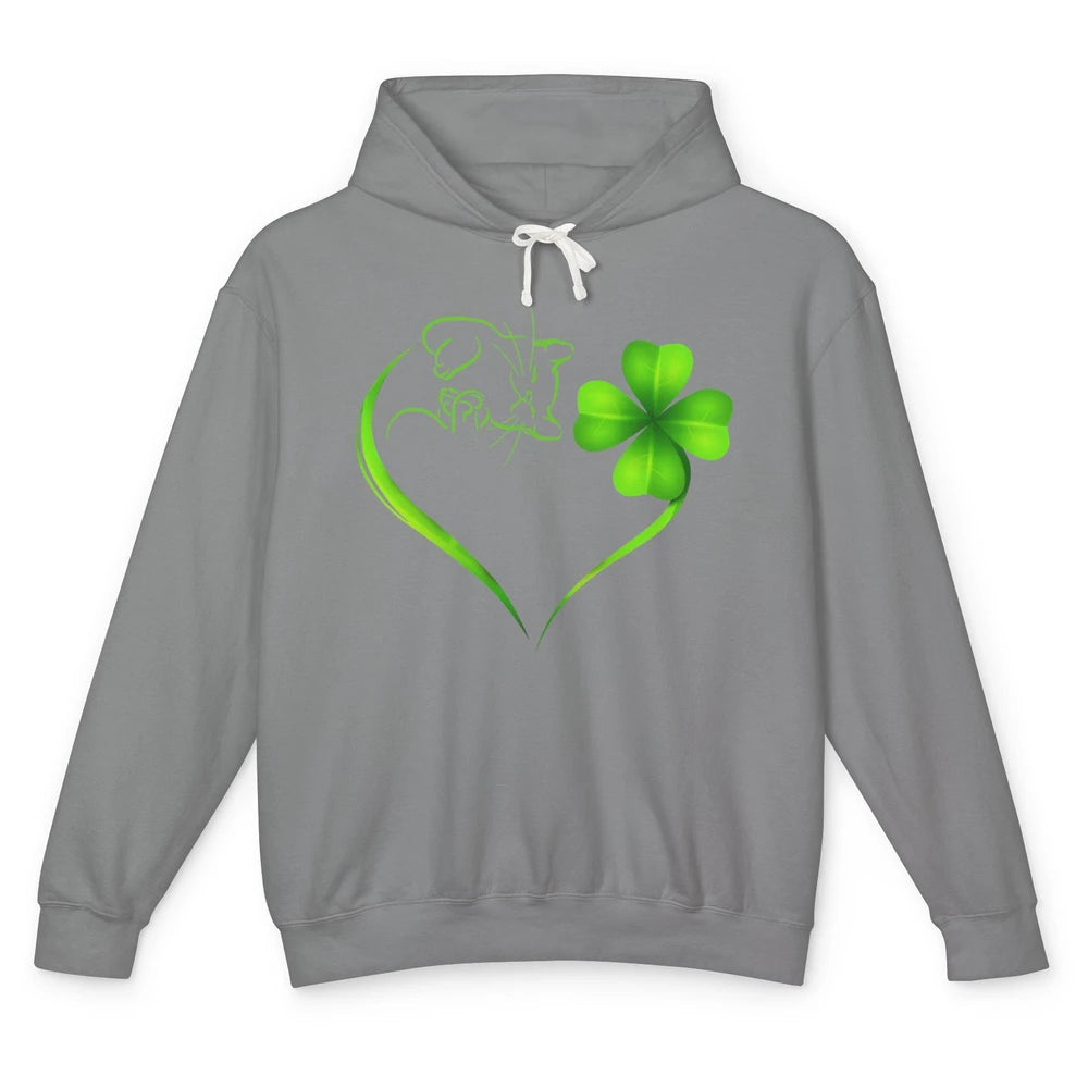 St Patricks Day Cat Shamrock Heart Go Lucky St Paddy Day Unisex Lightweight Hoodie