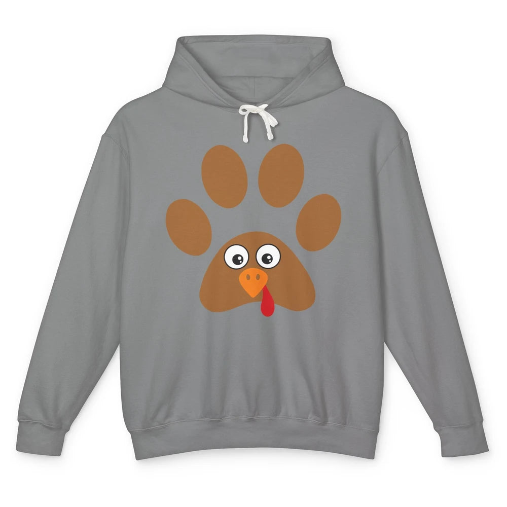 Turkey Pawprint Dog Paw Thanksgiving Cute Puppy Turkey Day Unisex Lightweight Hoodie