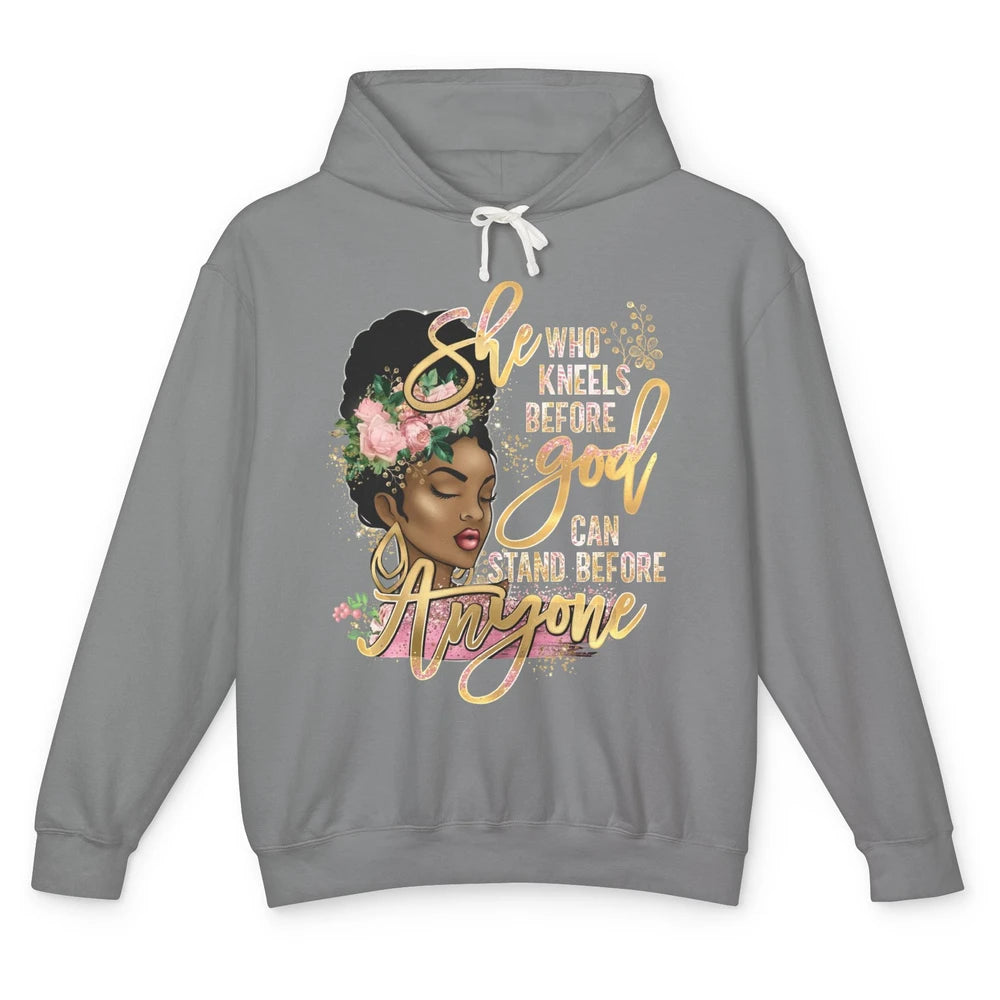 Black Girl She Who Kneels Before God Christian Afro Women Unisex Lightweight Hoodie