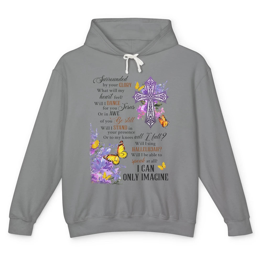 Floral Christian Cross I Can Imagine Bible Verse Religious Unisex Lightweight Hoodie