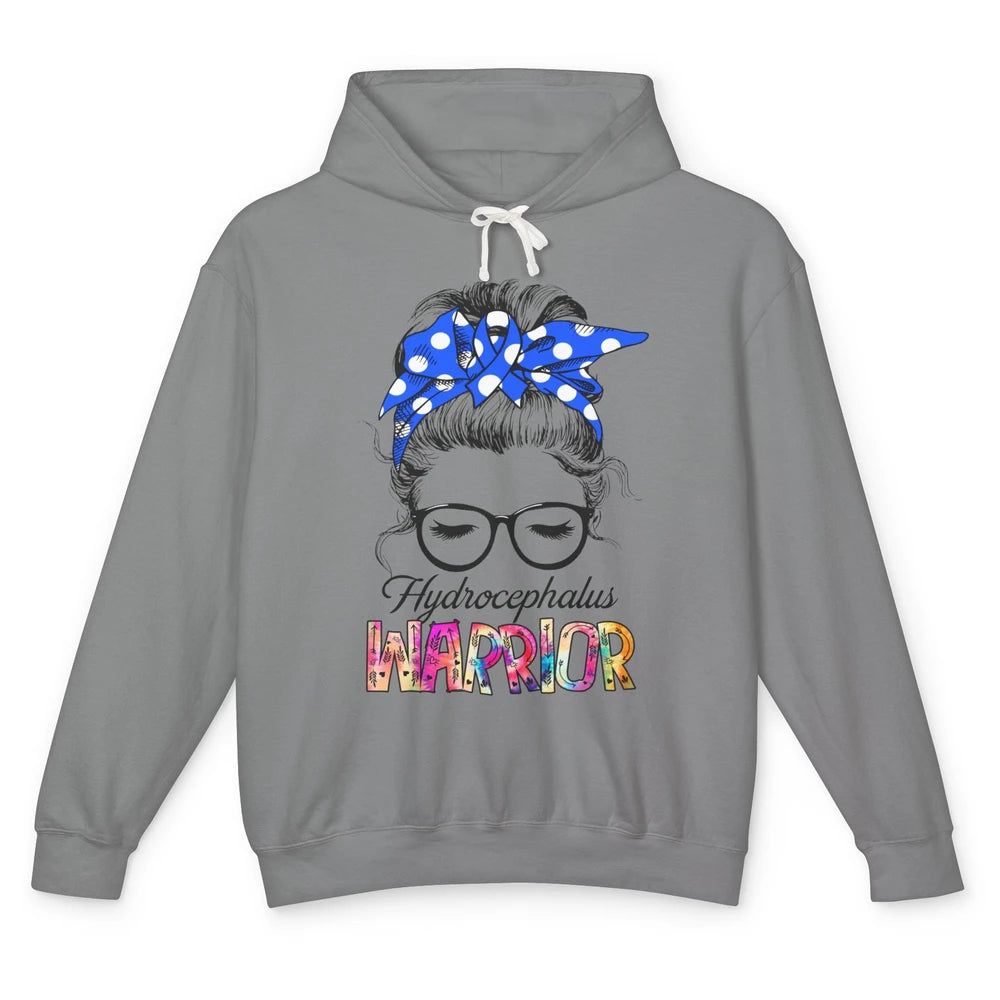 Messy Hair Bun Woman Warrior Hydrocephalus Cancer Awareness Unisex Lightweight Hoodie