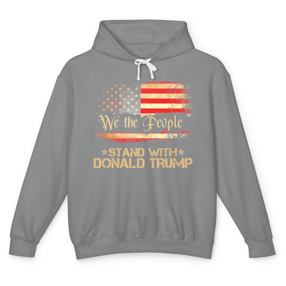 Retro US Flag We The People Stand With Donald Trump Return Unisex Lightweight Hoodie