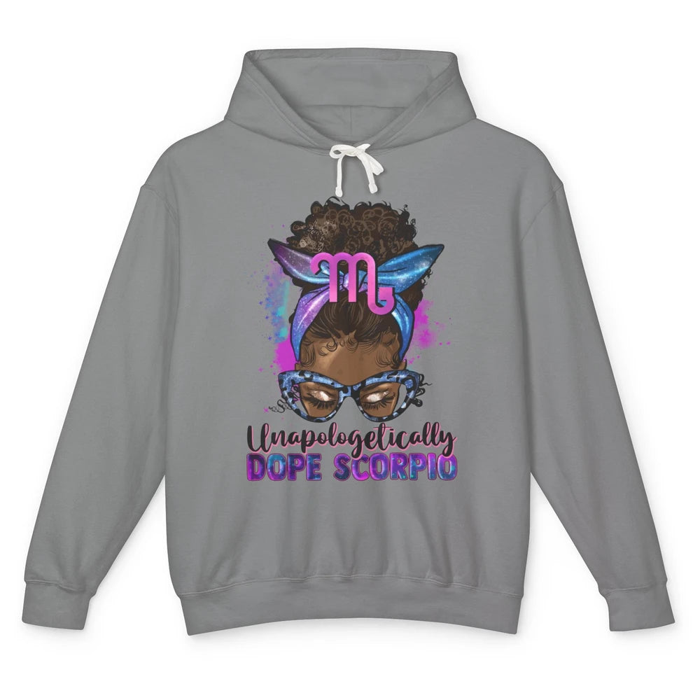 Afro Scorpio Queen Galaxy Horoscope Messy Hair Black Woman Unisex Lightweight Hoodie