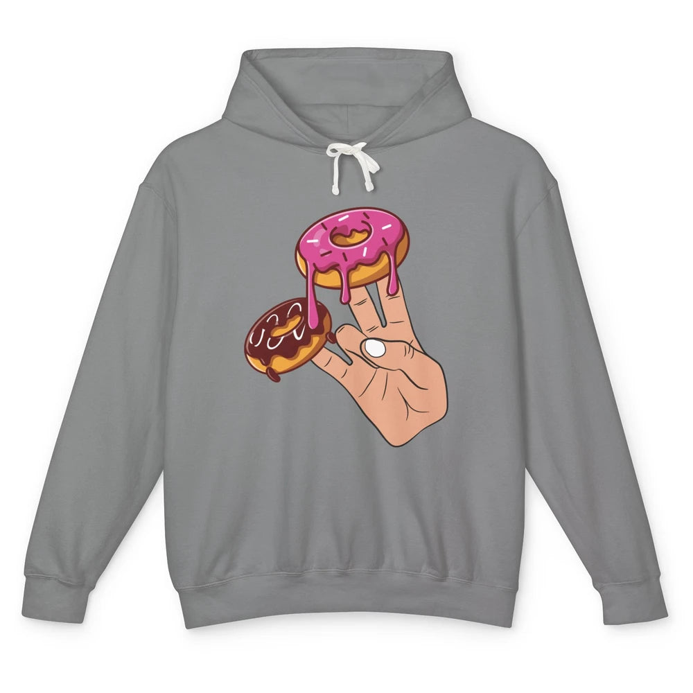 Funny Donut Two In Pink Shocker Men Women Sarcastic Doughnut Unisex Lightweight Hoodie