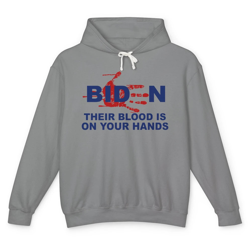 Funny Joe Biden Red Hand Anti Biden Liberal Republican Gift Unisex Lightweight Hoodie