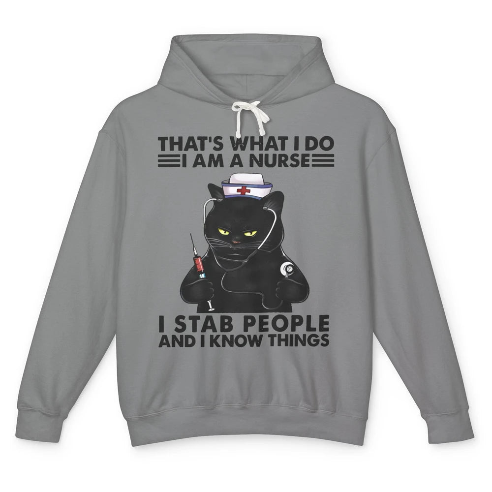 Black Cat That's What I Do I Am A Nurse Funny Nursing Life Unisex Lightweight Hoodie