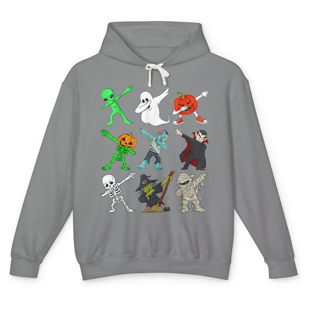 Funny Dabbing Skeleton Witch Monster Halloween Spooky Party Unisex Lightweight Hoodie