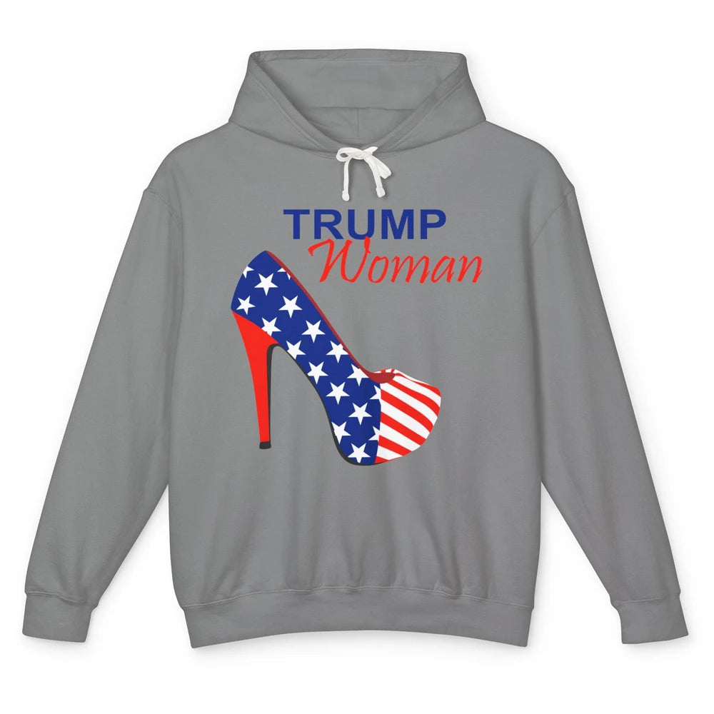 Trump Woman American Flag High Heel Republican Trump Support Unisex Lightweight Hoodie