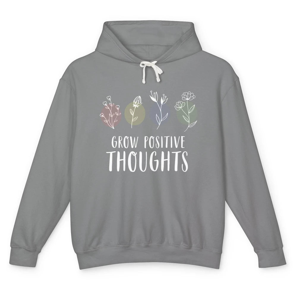 Retro Grow Positive Thoughts Vintage Wildflowers Happy Mind Unisex Lightweight Hoodie