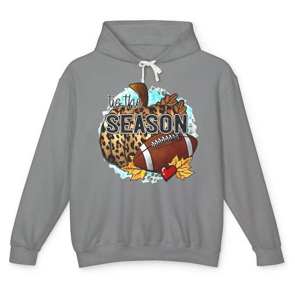 Leopard Football Pumpkin Tis The Season Fall Leaves Autumn Unisex Lightweight Hoodie