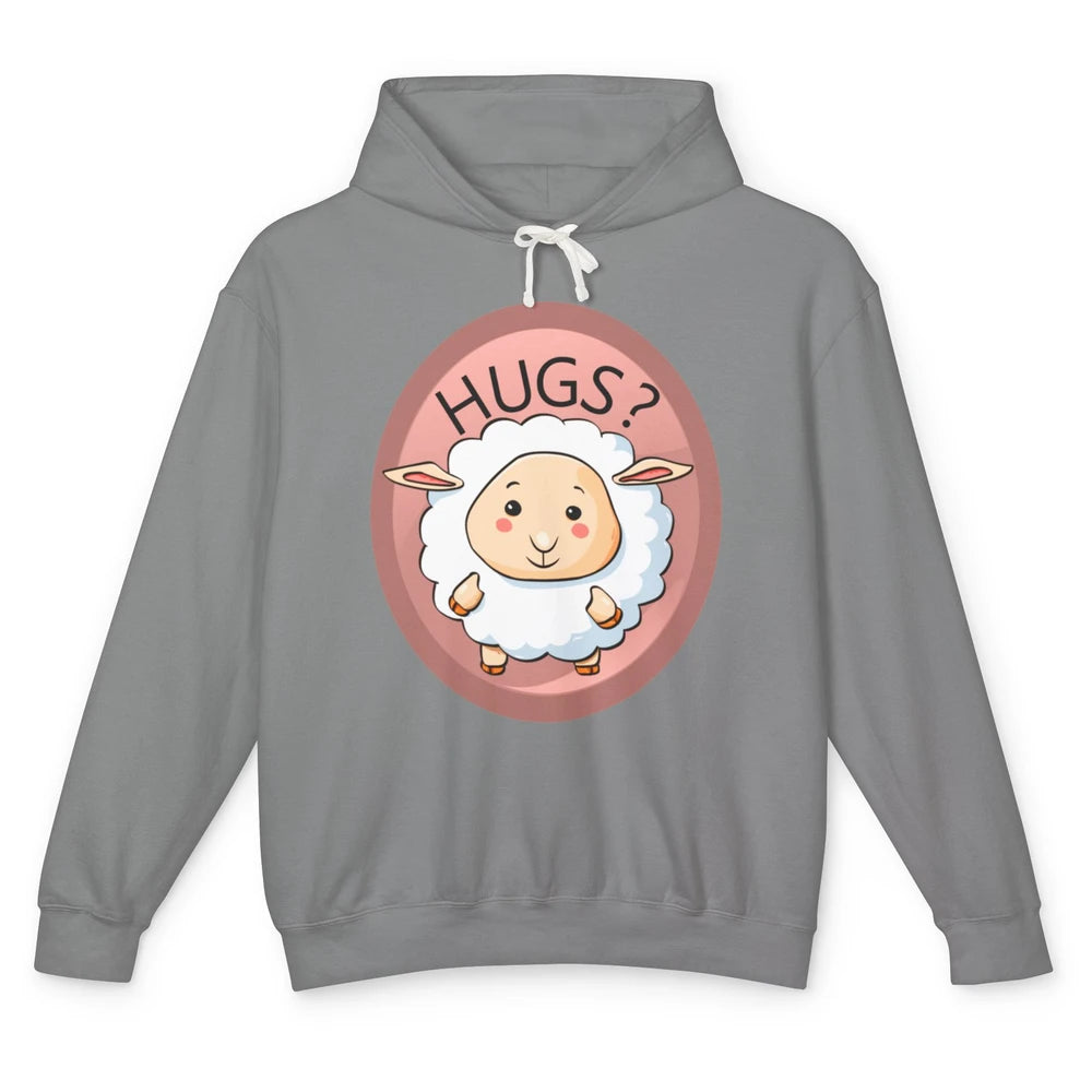 Cute Hugs Baby Sheep Shepherd Lamb Farm Animal Farmer Kawaii Unisex Lightweight Hoodie