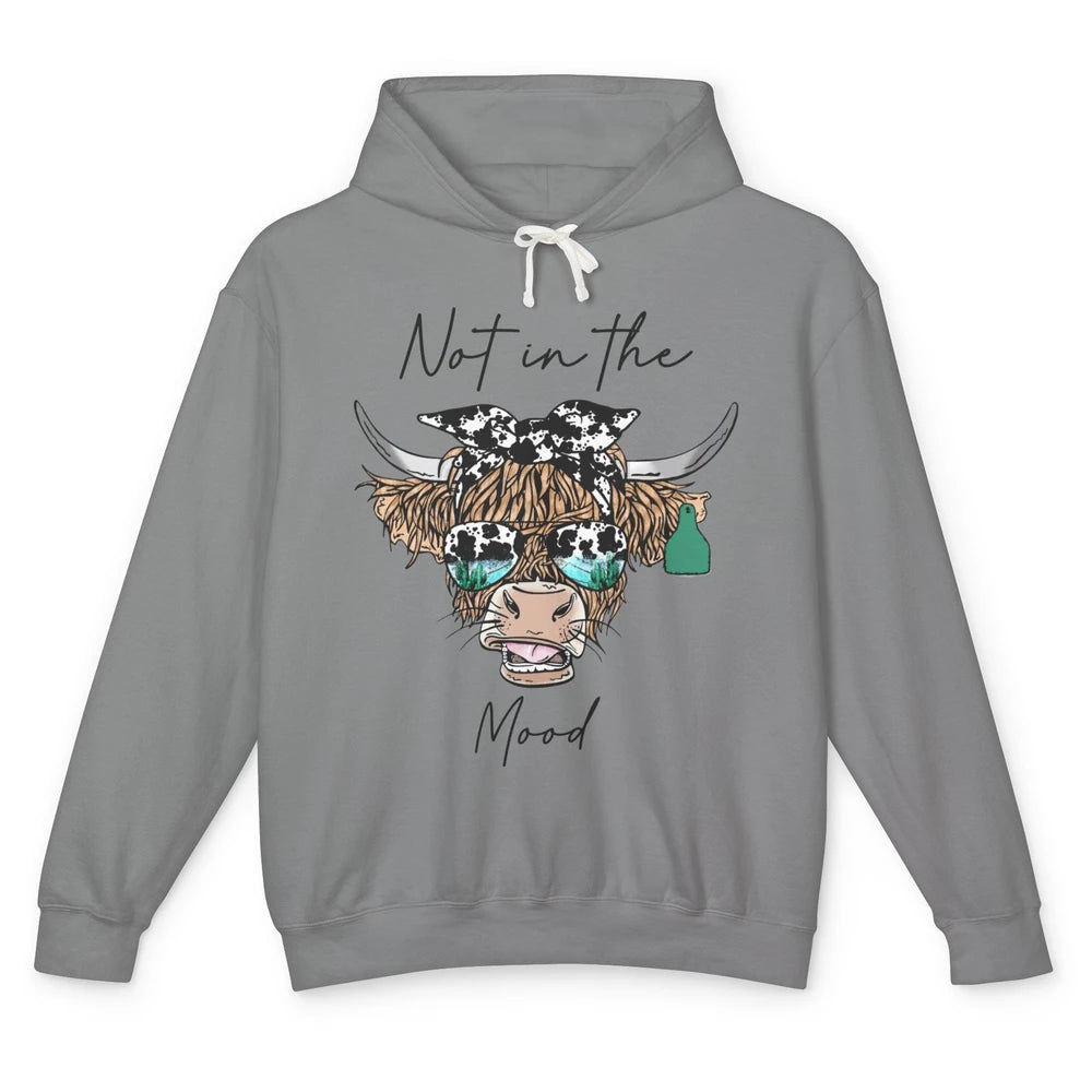 Funny Highland Cow Glasses Not In The Mood Western Country Unisex Lightweight Hoodie