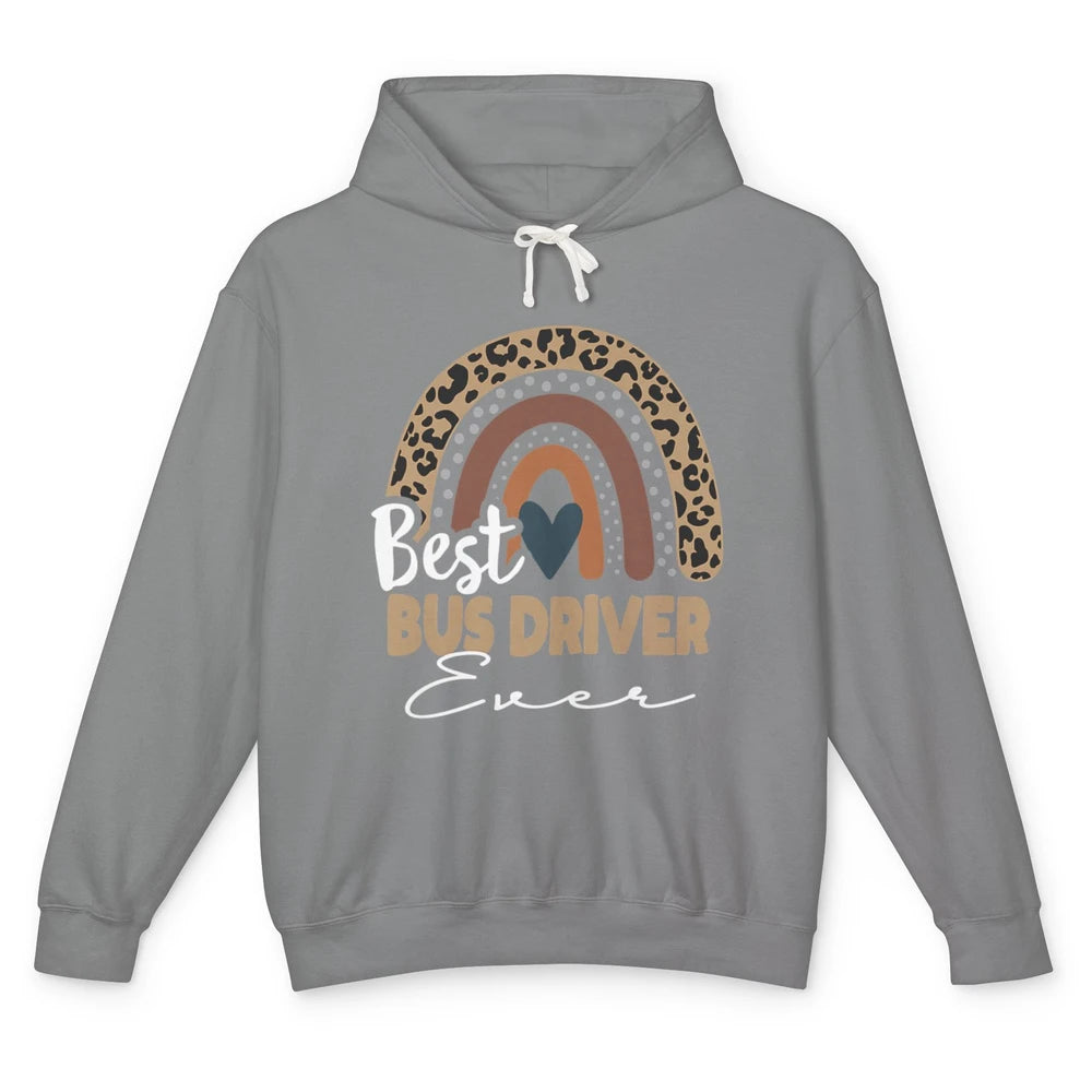 Funny Best School Bus Driver Ever Life Leopard Rainbow Boho Unisex Lightweight Hoodie