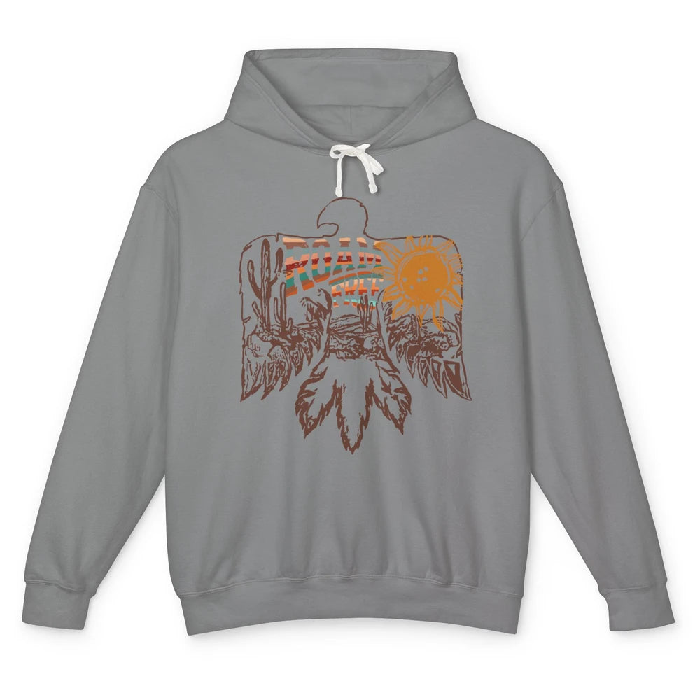 Retro Thunderbird Desert Cactus Roam Free Western Country Unisex Lightweight Hoodie